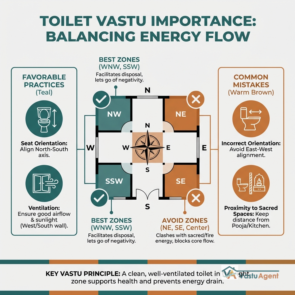 Bathroom Toilet Vastu Energy flow by vastuagent.ai