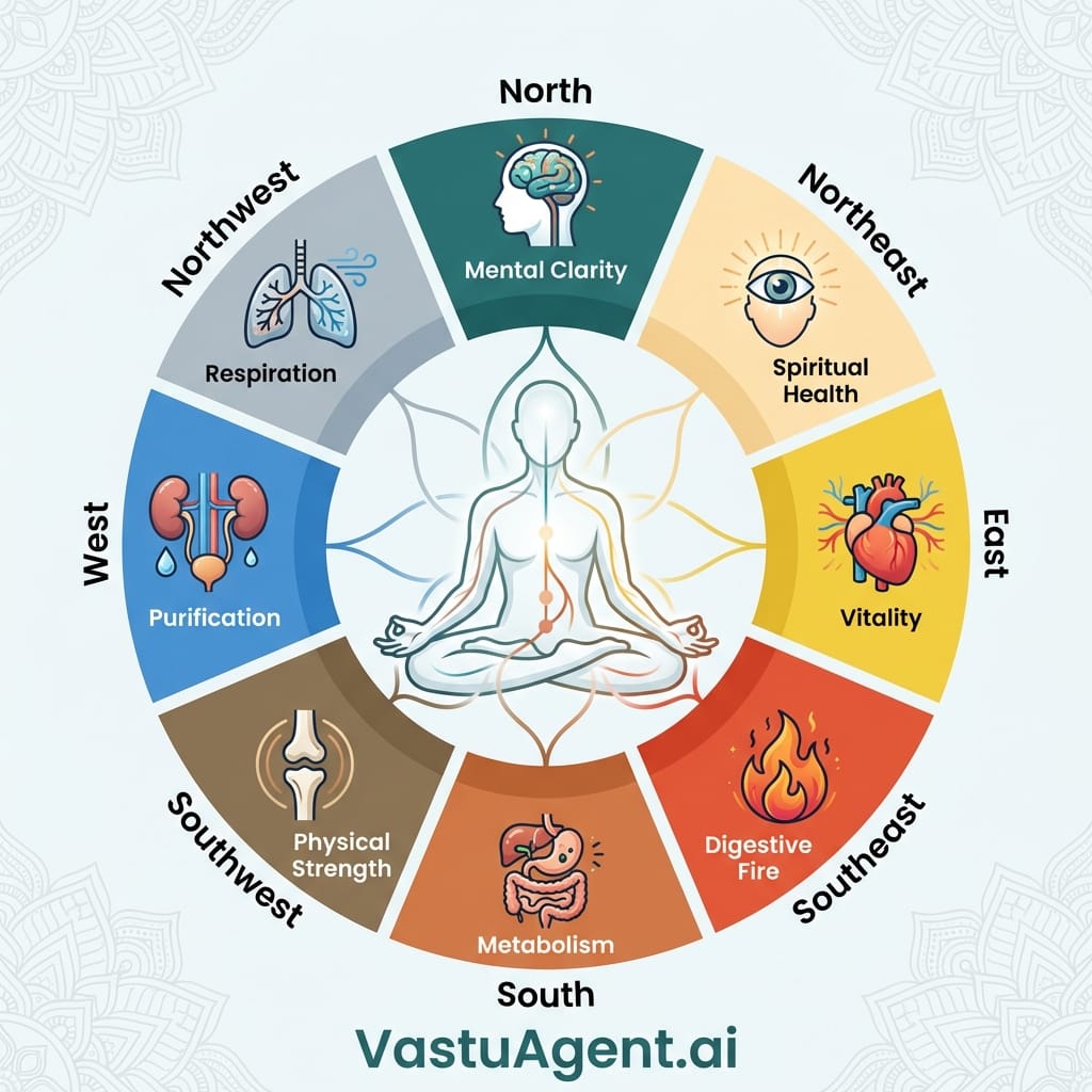 Vastu Health focus based on Direction by Vastuagent.ai
