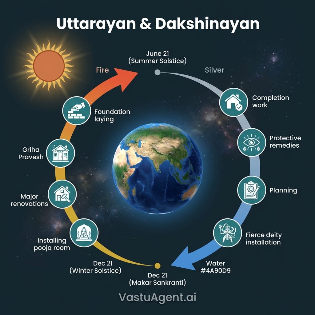 Vastu Sun path diagram throughout the year by Vastuagent.ai