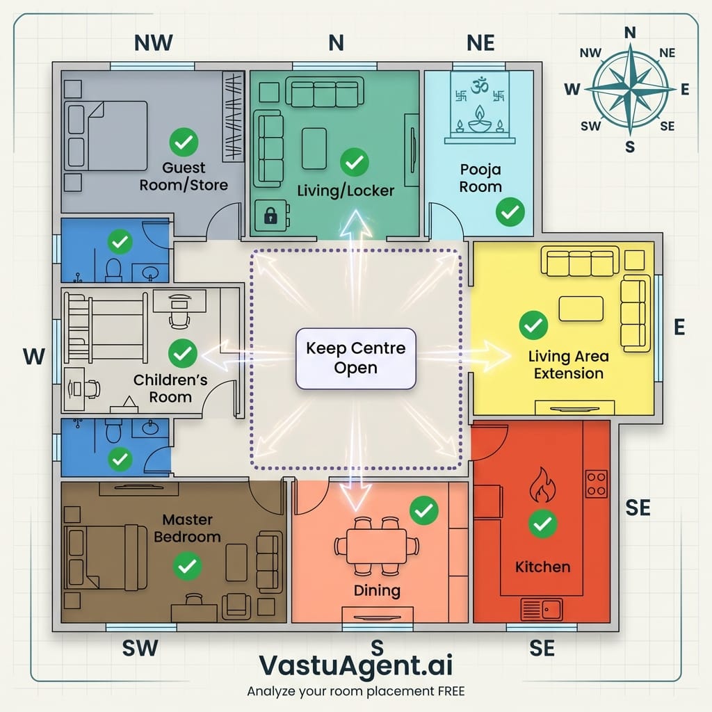 Room-by-Room Brahmasthan Considerations