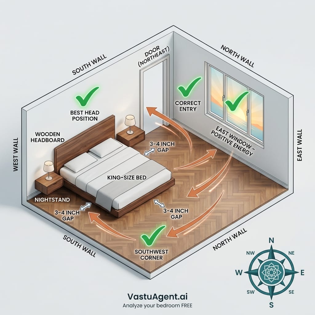 Compass Diagram - Sleeping Directions by Vastuagent.ai