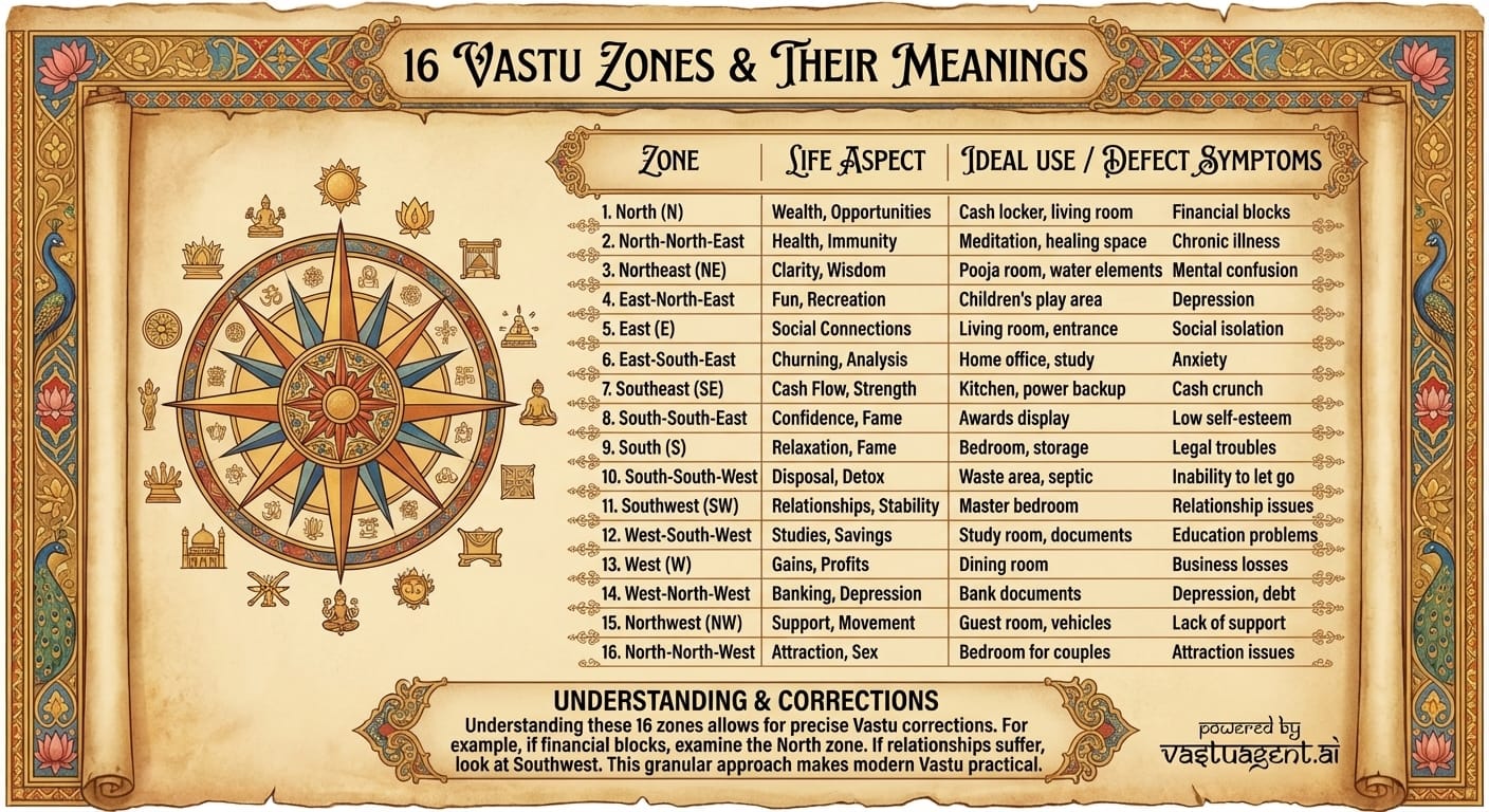 16 Vastu Zones & Their Meanings by Vastuagent