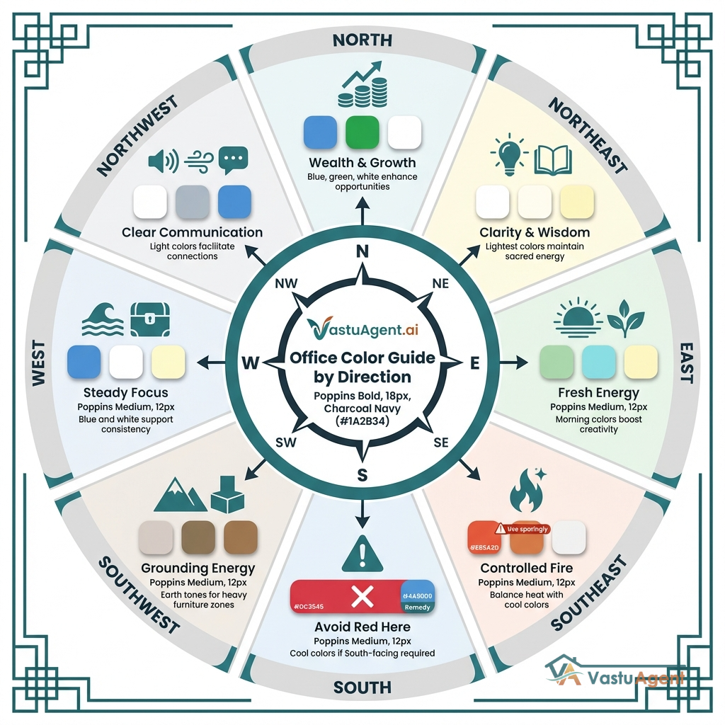 Color Psychology Vastu Office Infographic by Vastuagent.ai