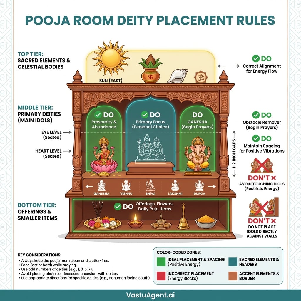 Deity Placement Rules in Pooja Room by Vastuagent.ai