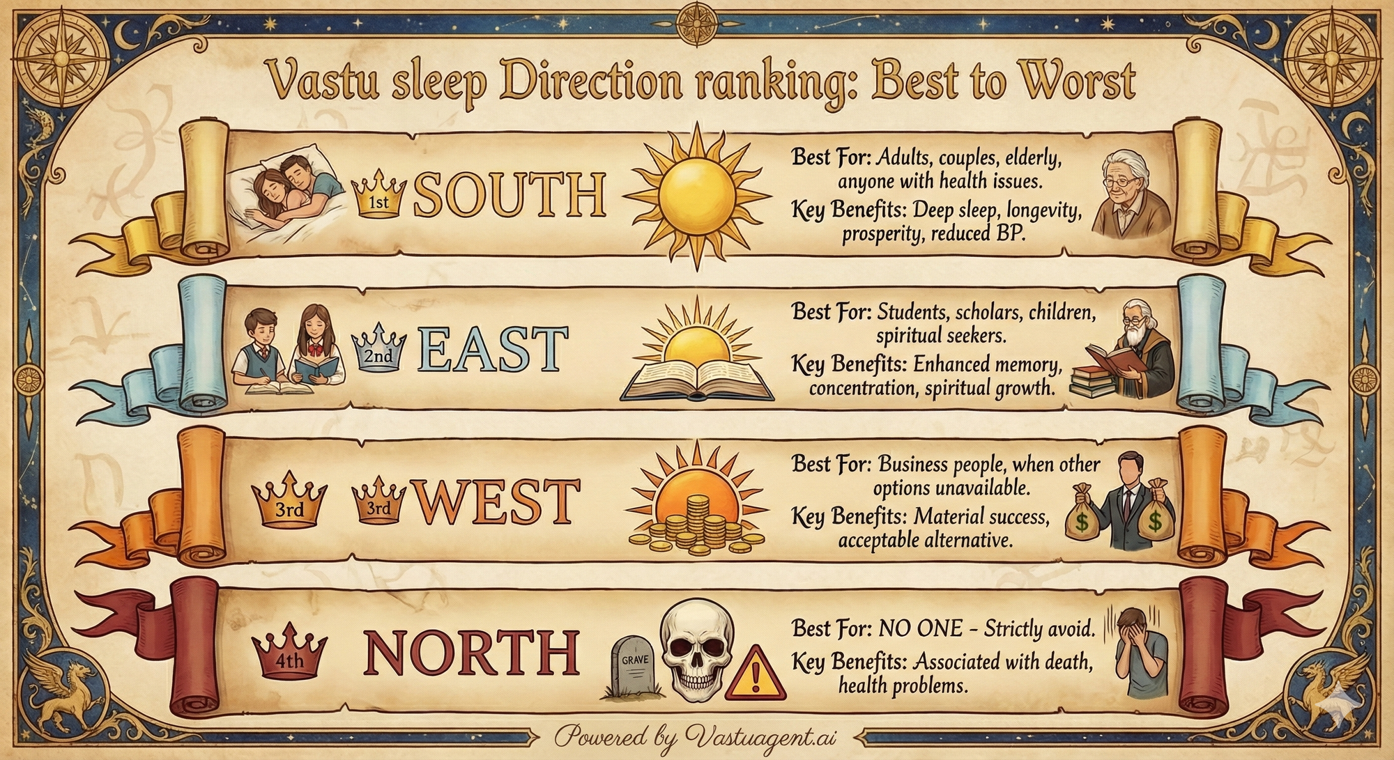 Vastu sleep direction: Best to worst by Vastuagent.ai