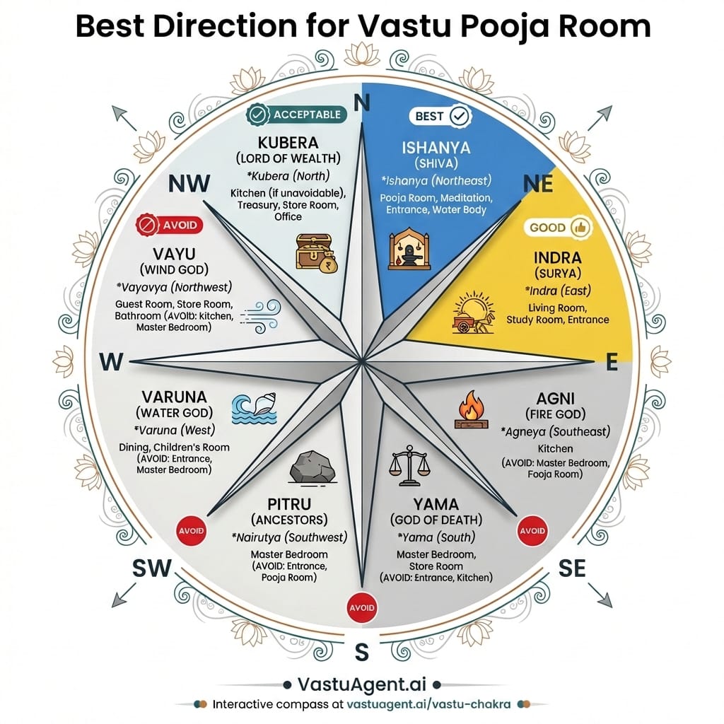 The Best Direction for Pooja Room as Per Vastu by Vastuagent.ai