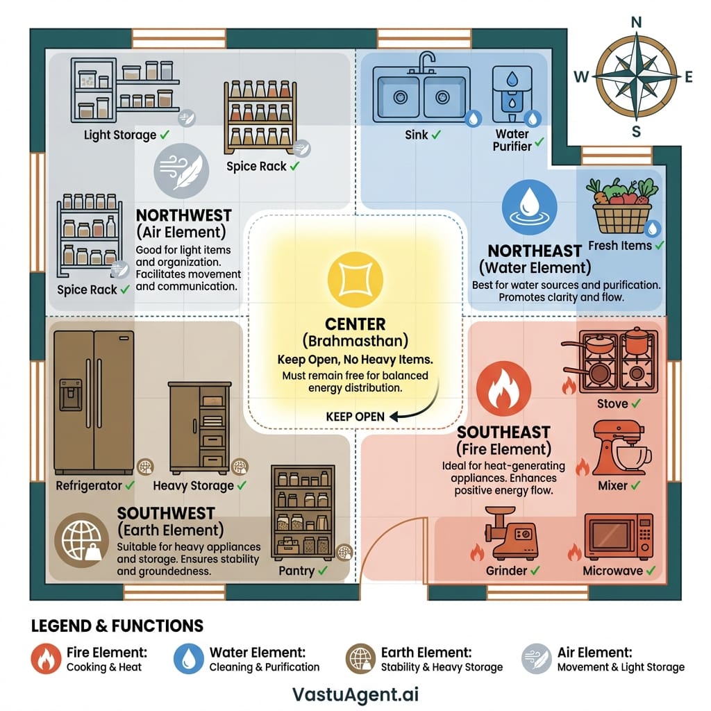 Vatu Kitchen Storage and Appliance Placement by Vastuagent.ai