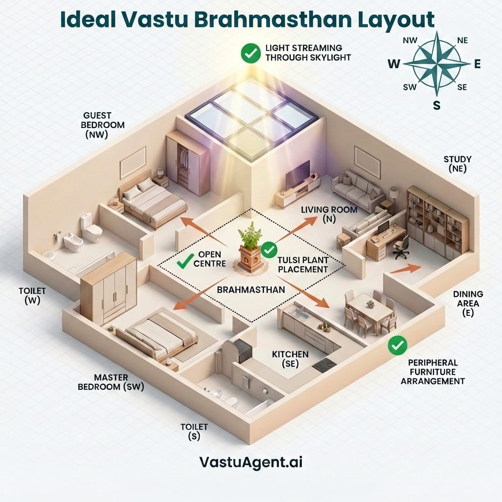 Ideal Vastu Brahmasthan the sacred centre by Vastuagent.ai