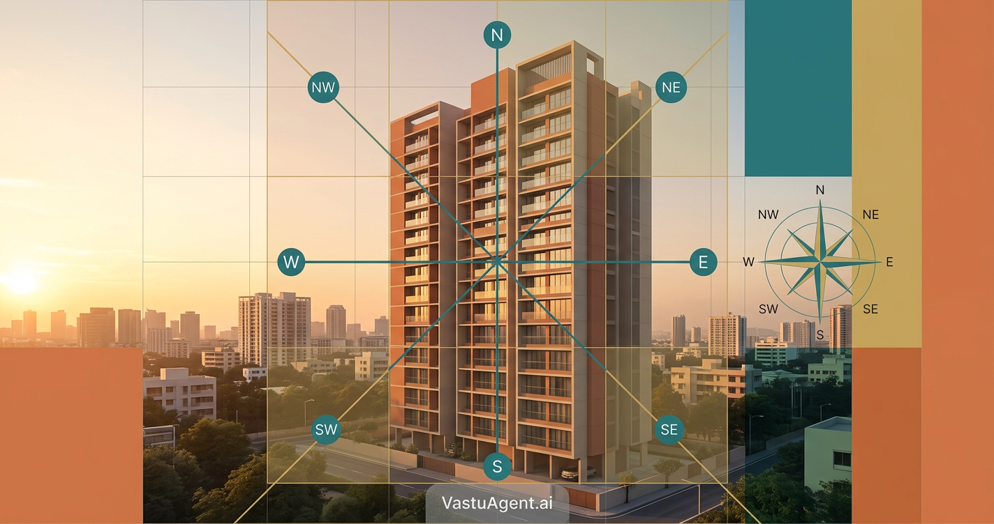 [featured_hero] Modern high-rise apartment building at golden hour with geometric overlay showing Va